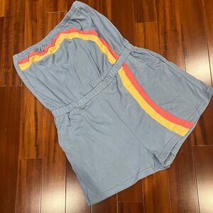 Rainbow Stripe Retro Romper Blue Pocket Knit Strapless Miss Sparkling New XL